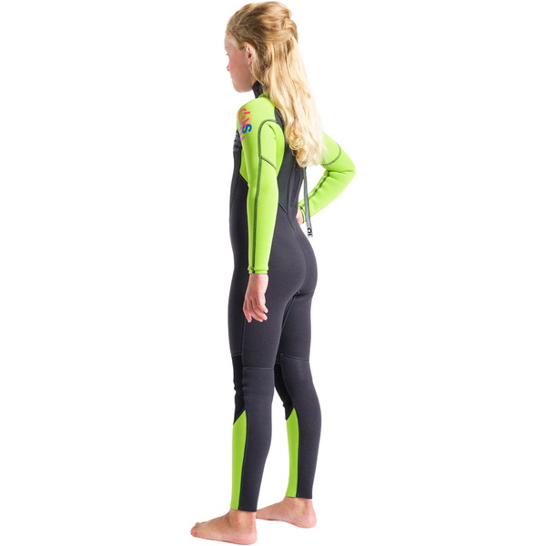 2026 C-Skins Junior Element 3/2mm Back Zip Wetsuit C-EL32STJ - Anthracite / Lime / Multi